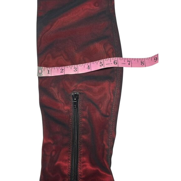 Red Satin Thigh-High Platform Boots Current Mood Womens Size 9M Side Closure Ov - Picture 14 of 16